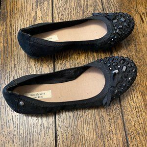 Simply Vera Vera Wang Women's Black Flats with Sparkly Stones